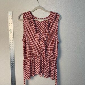 Red Polka Dot Sleeveless blouse top shirt
